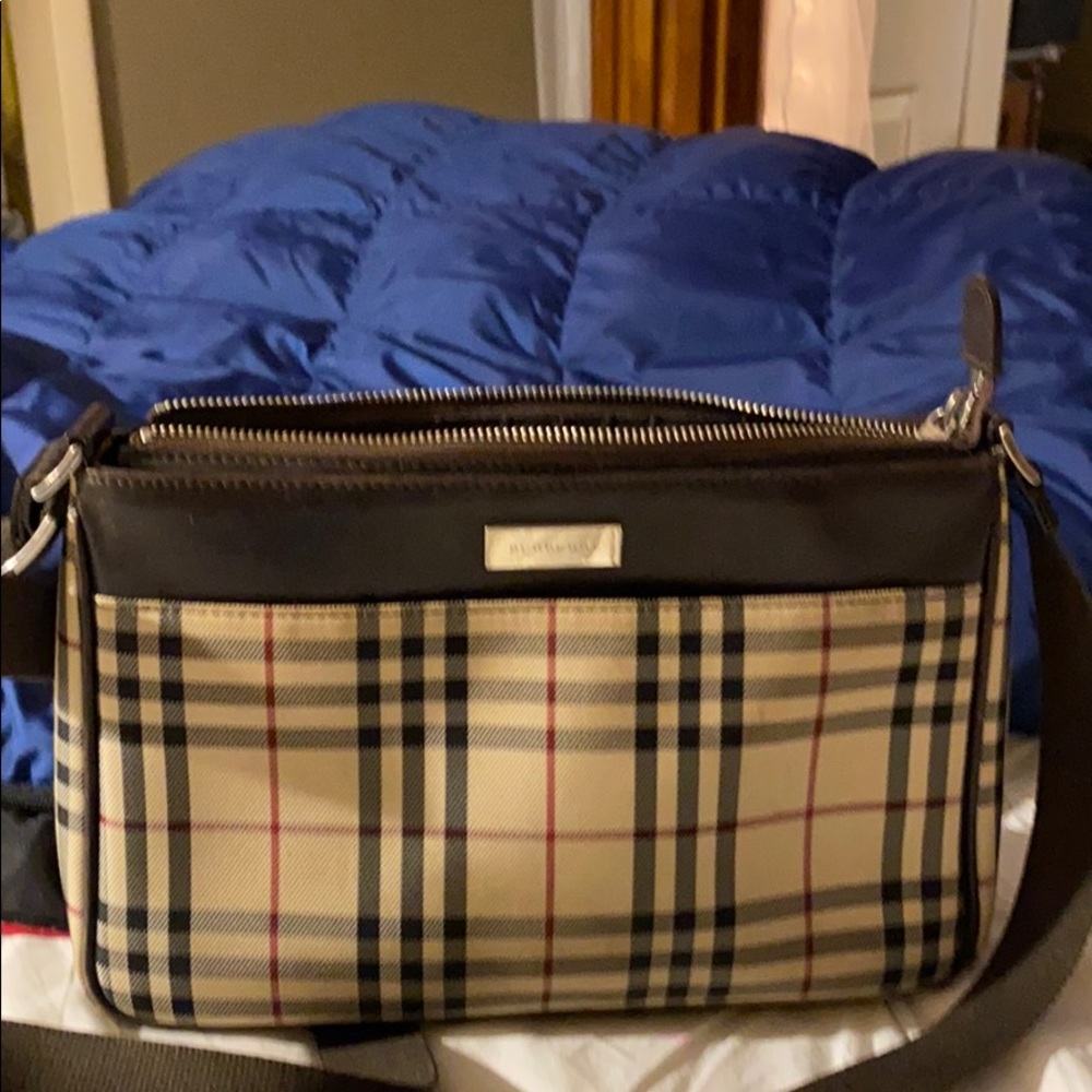 Burberry Canvas trim Leather Cross Body Bag